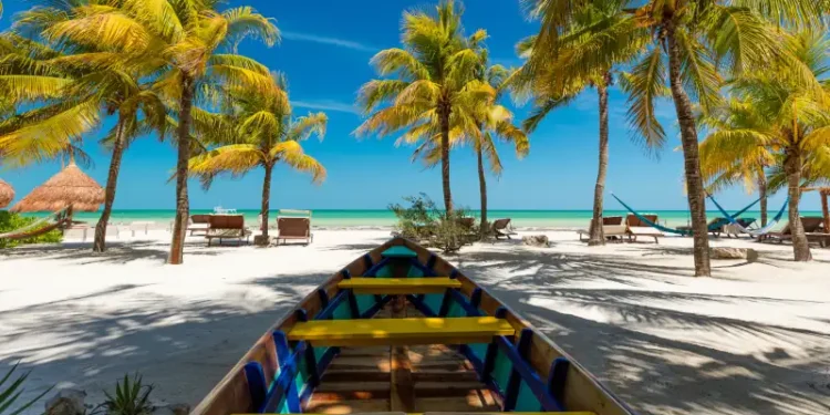 Tropical beach setting on Isla Holbox, Mexico