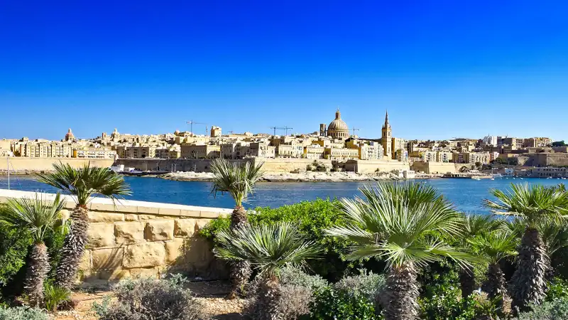 View of the Valletta skyline from Fort Tigné in Sliema, Malta