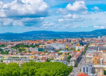 Aerial view of Braga from Monte Picoto, Portugal
