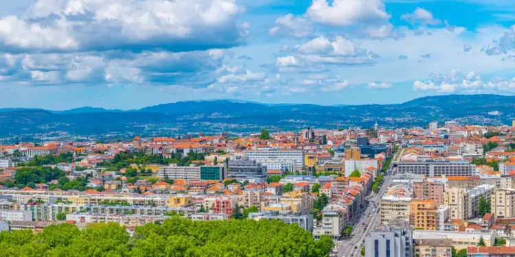 Aerial view of Braga from Monte Picoto, Portugal