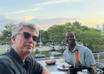 Lief and Justin, my relocation expert, catching up in Panama City, Panama