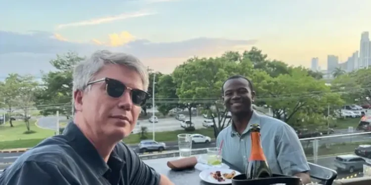 Lief and Justin, my relocation expert, catching up in Panama City, Panama