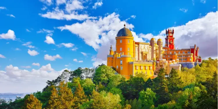 Palace of Pena in Sintra. Lisbon, Portugal. Famous landmark.