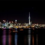 A night view of the skyline in New Zealand