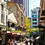 A pedestrian street lined with shops and restaurants