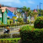 Colorful houses line the streets of Samana, Dominican Republic.