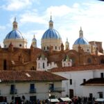 Domes of the New Cathedral in Cuenca, Ecuador.