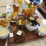 A traditional Irish pub meal of fish and chips.