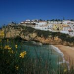 Whitewashed houses on the Portuguese coast.