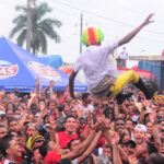 Carnivals in Panama, man in the air