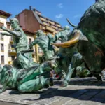 Statue of Encierros in Pamplona Spain