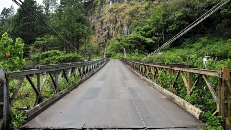 A bridge through mountains of central Panama in Central America