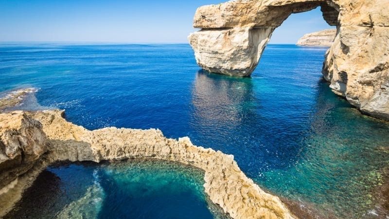 The world famous Azure Window in Gozo island, Malta