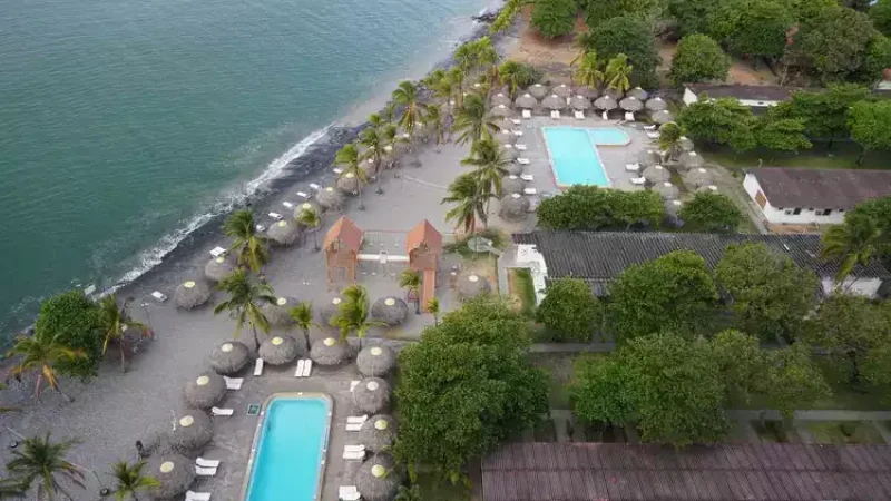 aerial view of a beach condo in Gorgona, panama city beaches areas