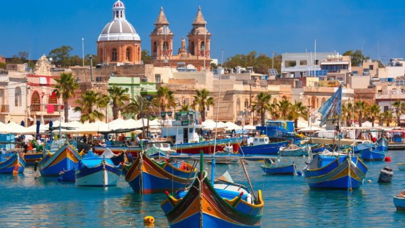 A harbor in Malta. map of malta