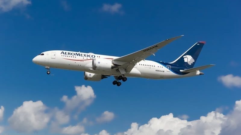 Aeromexico airline airplane boeing 787 dreamliner landing at London Heathrow International Airport