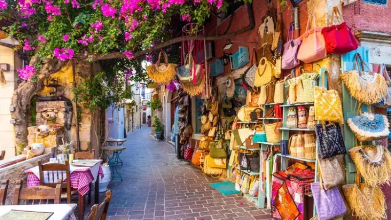 Sunny day in a market in Greece