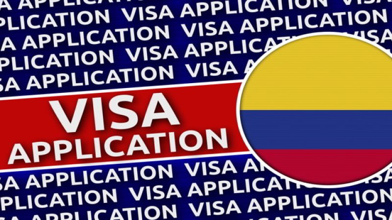 Colombia Circular Flag with Visa Application Titles