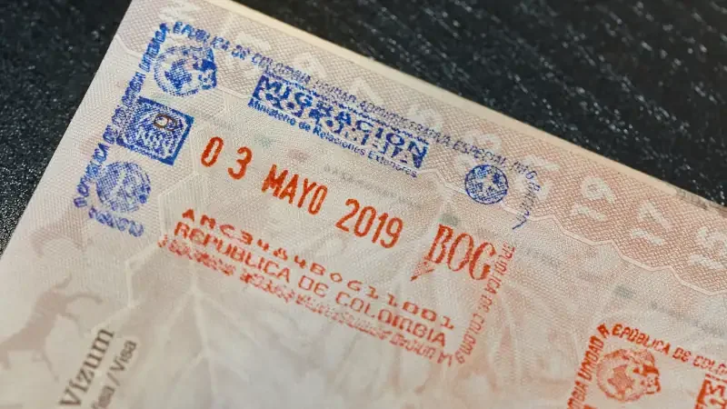 Colombian passport stamp for entring the country