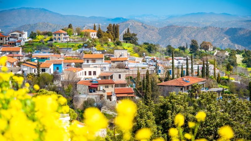 Amazing view of famous landmark tourist destination valley Pano Lefkara village, Larnaca, Cyprus
