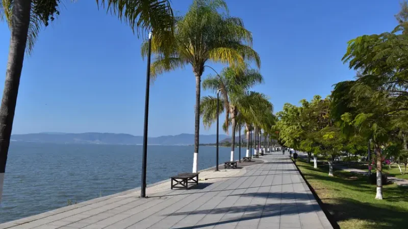 Ajijic boardwalk, with Lake Chapala in the background. mexico ajijic