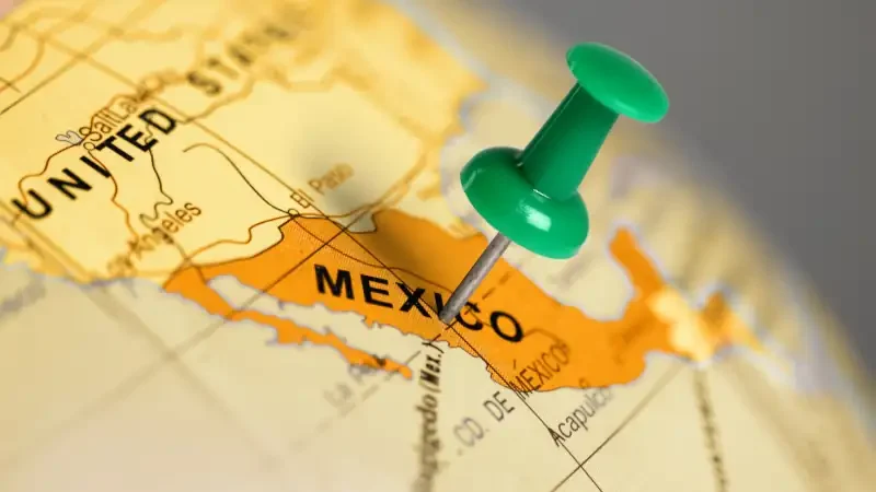 Location Mexico. Green pin on the map.