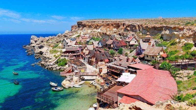 View of Popeye Village and Anchor Bay, Malta