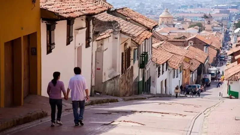 View from sloping road to the town, Colombia, Bogota
