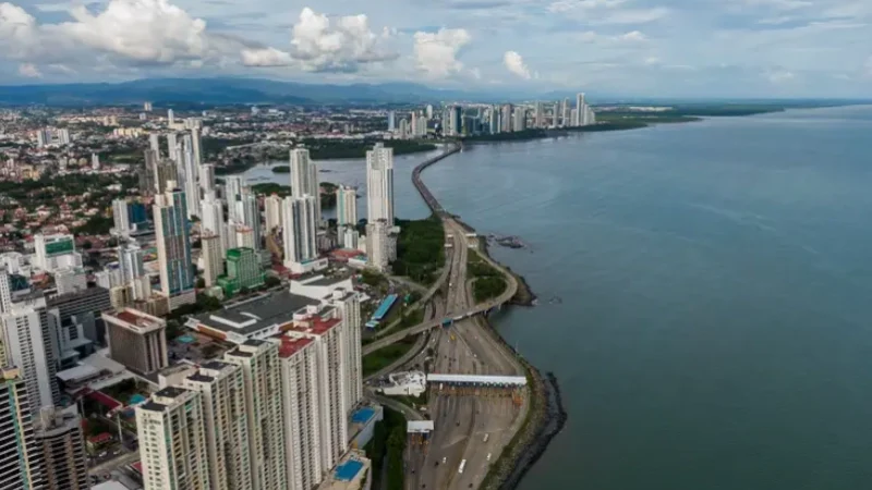 Beautiful aerial view of the Panama City Buildings Parks and marina. san francisco