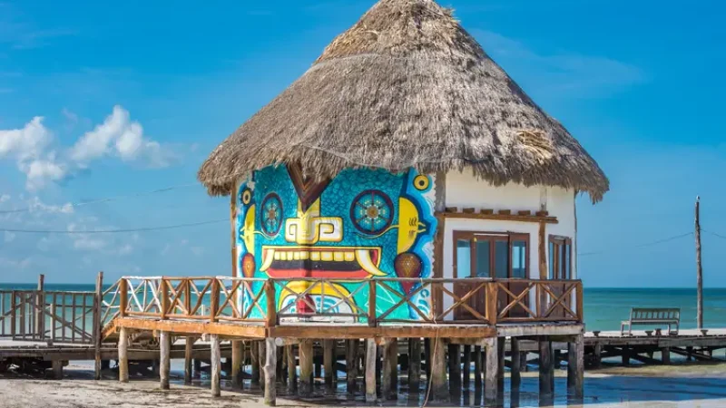 Isla Holbox house on the pier, information office at the Mexican Island. isla holbox